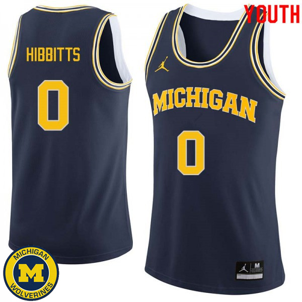 Youth University of Michigan #0 Brent Hibbitts Navy Basketball Jersey